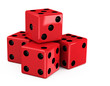 macro red dice on a white background