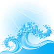 Marine background with two blue waves