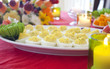 platter with deviled eggs