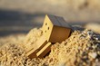 Bonhomme en carton sur du sable