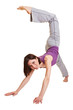 Frau versucht Handstand
