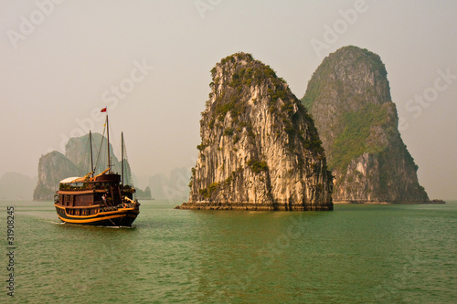 Photo: Boat in Beautiful Halong Bay Boat in Beautiful Halong Bay