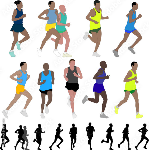 Vector: marathon runners - vector marathon runners - vector