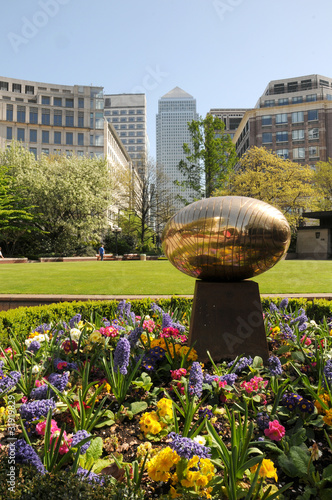 Photo: Golden egg sculpture in Westferry Circus Gardens, London Golden egg sculpture in Westferry Circus Gardens, London