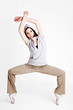 Frau tanzt Breakdance
