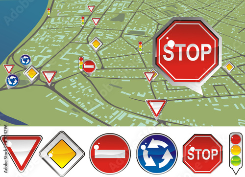 Vector: signs priority to regulate the order of roundabouts signs priority to regulate the order of roundabouts