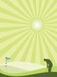 Golfer silhouette in countryside portrait