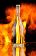 glass bottle and flame glass bottle and flame