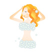 Pretty girl in bubble rain bath