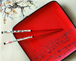Japanese red dish and chopsticks