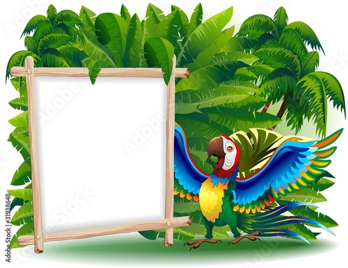 Vector: Pappagallo Ara Cartoon Pannello-Funny Macaw Parrot Background Pappagallo Ara Cartoon Pannello-Funny Macaw Parrot Background