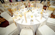 Tables set for an event Tables set for an event