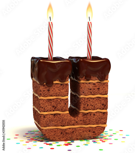 Illustration: letter U shaped chocolate birthday cake letter U shaped chocolate birthday cake