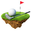 Golf club, ball, flagstick and hole based on little planet