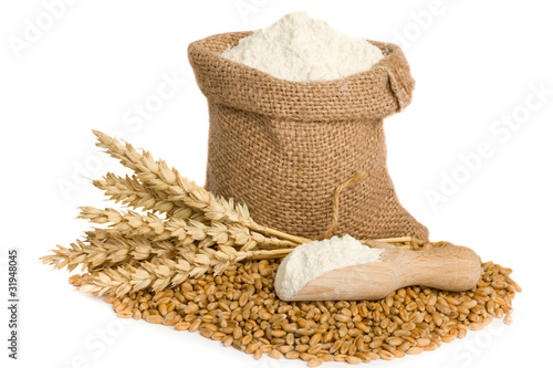 Photo: flour in small burlap sack flour in small burlap sack