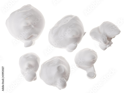 Photo: Shave foam (cream) sample, isolated on white Shave foam (cream) sample, isolated on white