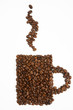 Mug shape made from coffee beans