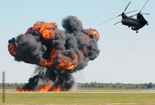 Photo: Helicopter over fire Helicopter over fire