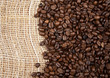 coffee beans on a canvas