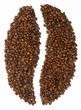 Bean shape made from coffee beans