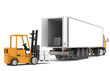 Forklift loading a Trailer. Part of warehouse series.