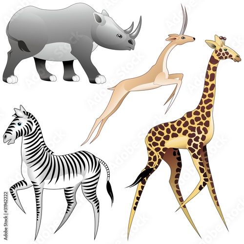 Vector: Animali Selvaggi Savana Africana-African Savannah Wild Animals Animali Selvaggi Savana Africana-African Savannah Wild Animals