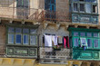 Color old balconies in Valletta, Malta