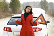 Woman and her broken car Woman and her broken car