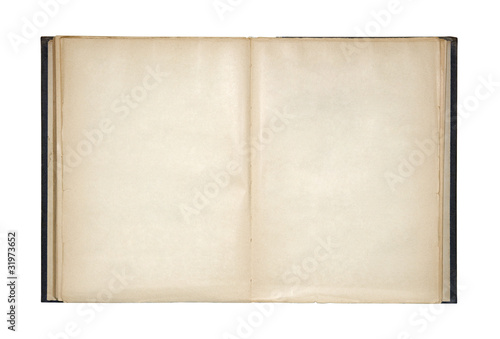 Photo: Open old blank book with clipping path Open old blank book with clipping path