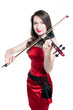 Photo: Violinist girl in red dress Violinist girl in red dress