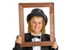 Frau mit Chapeau Claque