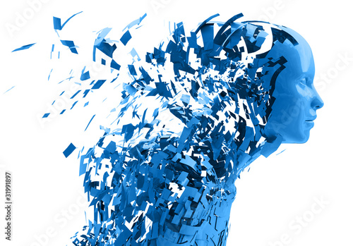 Illustration: abstract character shattered into pieces abstract character shattered into pieces