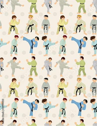 Vektor: cartoon Karate Player seamless pattern cartoon Karate Player seamless pattern