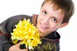 Cute little boy giving flowers Cute little boy giving flowers