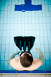 Diver focused before the start in competition