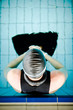 Diver focused before the start in competition