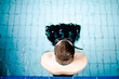 Diver focused before the start in competition