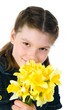 Cute little girl giving flowers Cute little girl giving flowers