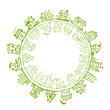 Happy village, frame with houses for your design