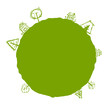 Vector: Green frame with houses and trees for your design Green frame with houses and trees for your design