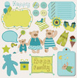 Bear Family Baby Scrap - big set of design elements