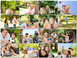 Photo: Montage of young adults having fun with their children Montage of young adults having fun with their children