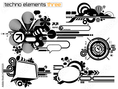Vector: Techno elemetnts set three Techno elemetnts set three