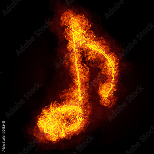Fiery musical note symbol