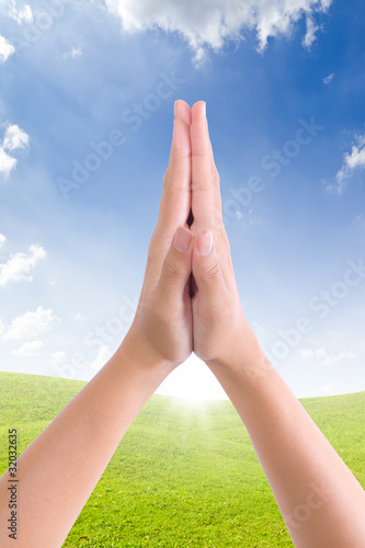Photo: put hands together in salute put hands together in salute