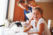 Family enjoying dishwashing