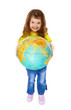 Cheerful little girl gives us Globe Cheerful little girl gives us Globe