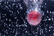 Strawberry in bubbly water.