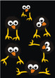 Set of surprised black chicks - comic cartoons
