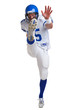 American football player kicking